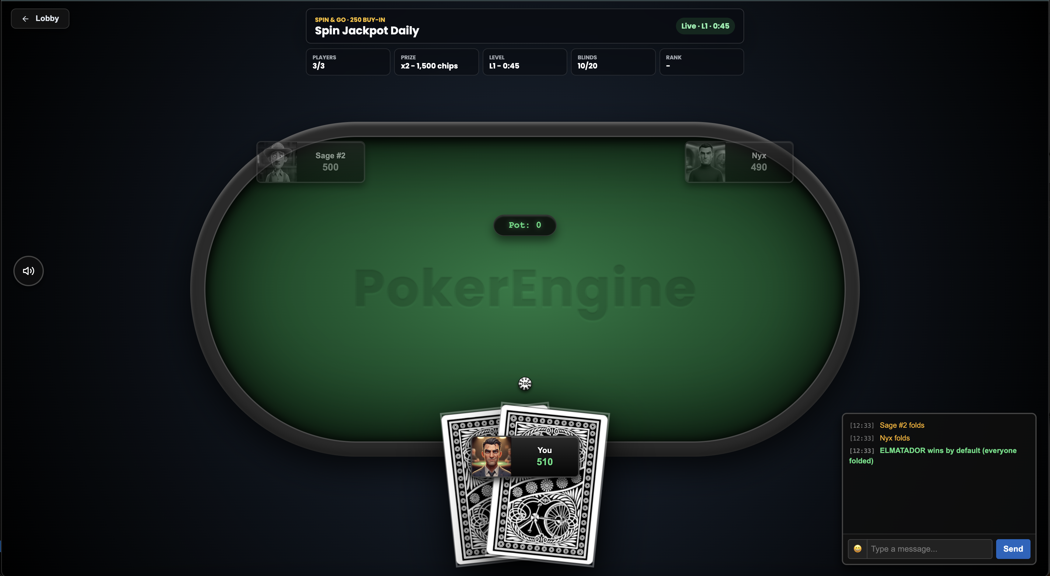 Spin and Go three-max table